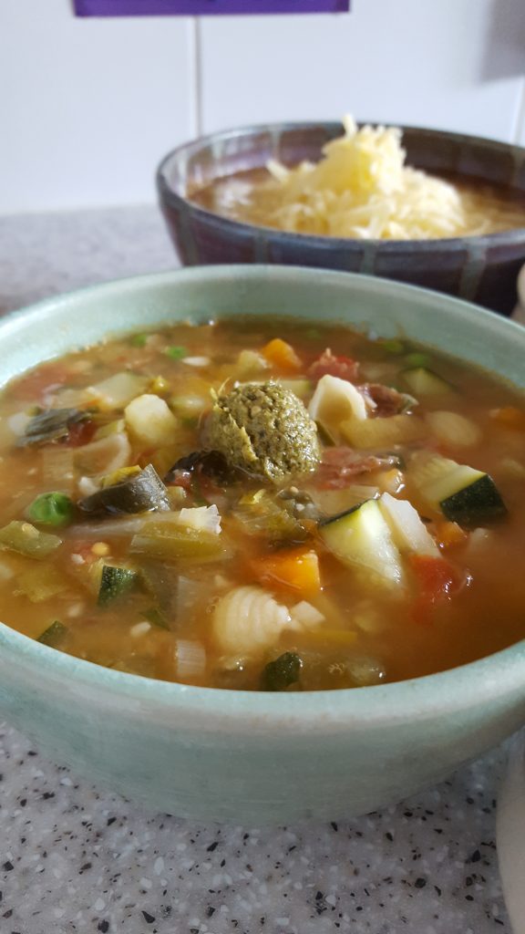 Minestrone Pesto Pasta Soup Bowl